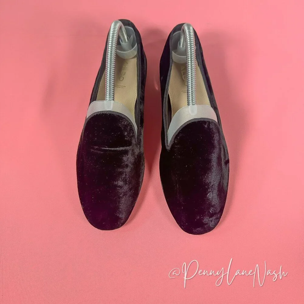 Aldo Danilova Velvet Flat Shoes Size 7.5 Black - Picture 2 of 8